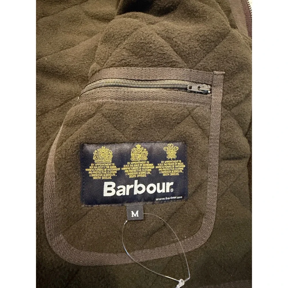 Barbour Polarquilt Waistcoat Zip-In Liner Green Quilted Fleece Vest Mens M NWT